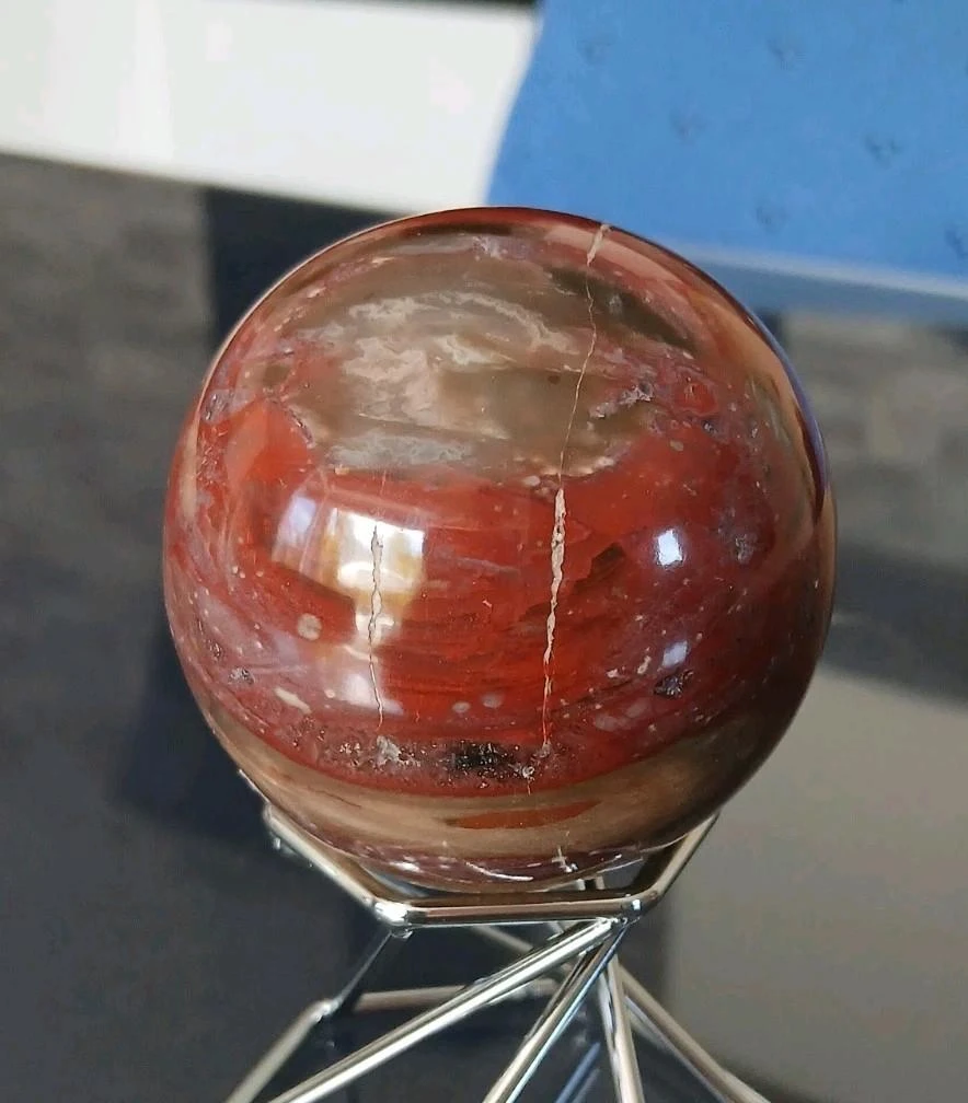Sphère pierre naturelle bois fossile 256 g / 6 cm Madagascar